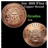 1oz .999 Fine Copper Bullion Round - Medusa Style