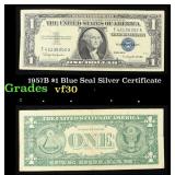 1957B $1 Blue Seal Silver Certificate Grades vf++