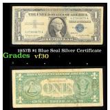 1957B $1 Blue Seal Silver Certificate Grades vf++