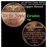 1oz .999 Fine Copper Bullion Round - 2nd Amendment