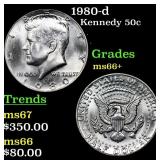 1980-d Kennedy Half Dollar 50c Grades GEM++ Unc