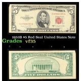 1953B $5 Red Seal United States Note Grades vf++