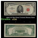 1963 $5 Red Seal United States Note Grades vf++