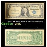 1957 $1 Blue Seal Silver Certificate Grades vf+