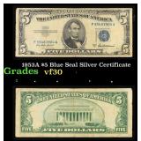 1953A $5 Blue Seal Silver Certificate Grades vf++