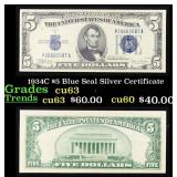 1934C $5 Blue Seal Silver Certificate Grades Selec