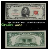 1963 $5 Red Seal United States Note Grades Choice