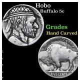 Hobo Buffalo Nickel 5c Grades Hand Carved