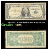 1957B $1 Blue Seal Silver Certificate Grades vf+