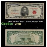 1963 $5 Red Seal United States Note Grades vf++