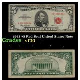 1963 $5 Red Seal United States Note Grades vf++