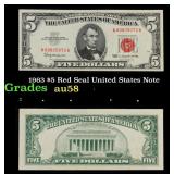 1963 $5 Red Seal United States Note Grades Choice