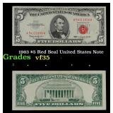 1963 $5 Red Seal United States Note Grades vf++