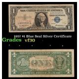 1957 $1 Blue Seal Silver Certificate Grades vf++