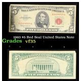 1963 $5 Red Seal United States Note Grades vf++