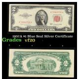 1957A $1 Blue Seal Silver Certificate Grades vf, v