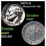 1972-d Roosevelt Dime 10c Grades GEM++ Unc