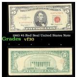 1963 $5 Red Seal United States Note Grades vf++