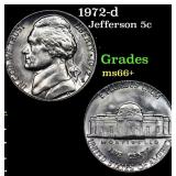 1972-d Jefferson Nickel 5c Grades GEM++ Unc