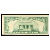 1953B $5 Red Seal United States Note Grades vf++