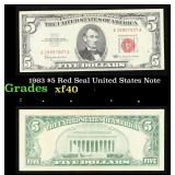1963 $5 Red Seal United States Note Grades xf
