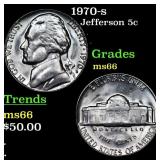 1970-s Jefferson Nickel 5c Grades GEM+ Unc