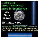 BU Shotgun Jefferson 5c roll, 1986-d 40 pcs Bank $