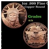 1oz .999 Fine Copper Bullion Round - Statue of Lib