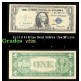 1935E $1 Blue Seal Silver Certificate Grades vf++