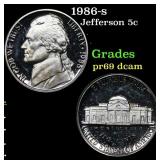 1986-s Proof Jefferson Nickel 5c Grades GEM++ Proo