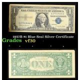 1957B $1 Blue Seal Silver Certificate Grades vf++