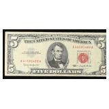 1963 $5 Red Seal United States Note Grades vf++