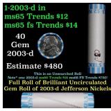 BU Shotgun Jefferson 5c roll, 2003-d 40 pcs Bank $