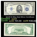 1934D $5 Blue Seal Silver Certificate Grades Selec