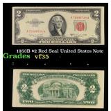 1953B $2 Red Seal United States Note Grades vf++