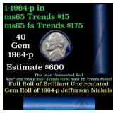 BU Shotgun Jefferson 5c roll, 1964-p 40 pcs Bank $