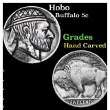 Hobo Buffalo Nickel 5c Grades Hand Carved
