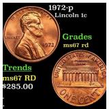 1972-p Lincoln Cent 1c Grades GEM++ Unc RD