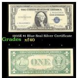 1935E $1 Blue Seal Silver Certificate Grades xf