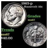 1965-p Roosevelt Dime 10c Grades GEM++ Unc