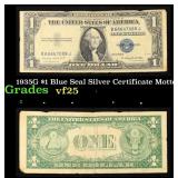 1935G $1 Blue Seal Silver Certificate Grades vf+ M