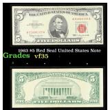 1963 $5 Red Seal United States Note Grades vf++