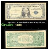 1957B $1 Blue Seal Silver Certificate Grades vf++