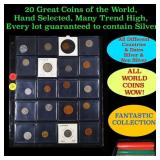 20 Great Coins of the World, hand selected, many t