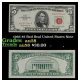 1963 $5 Red Seal United States Note Grades Choice