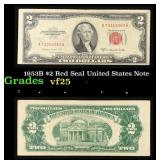 1953B $2 Red Seal United States Note Grades vf+