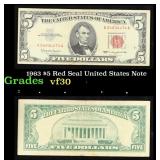 1963 $5 Red Seal United States Note Grades vf++