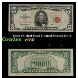 1963 $5 Red Seal United States Note Grades vf++