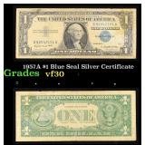 1957A $1 Blue Seal Silver Certificate Grades vf++