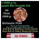 BU Shotgun Lincoln 1c roll, 1988-p 50 pcs Bank Wra